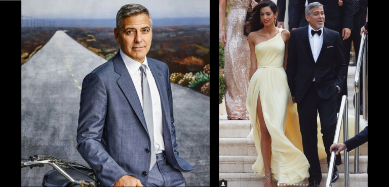 George Clooney z żoną. Przystojny George Clooney.